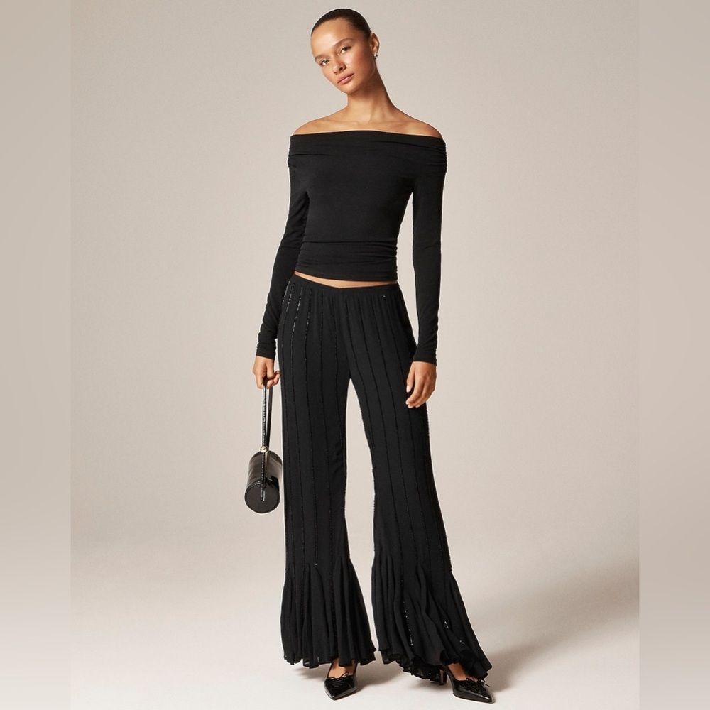 J Crew Collection beaded Cosmo pant with flounce hem CP966